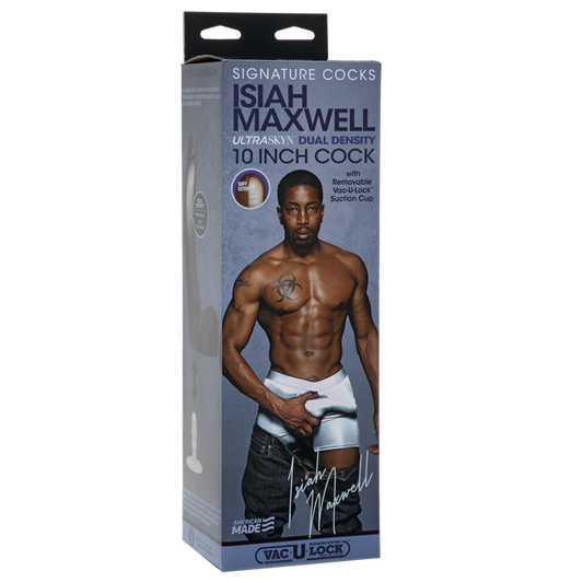 Doc Johnson Signature Cocks - Isiah Maxwell - 10 Inch ULTRASKYN Cock with Removable Vac-U-Lock Suction Cup - Chocolate